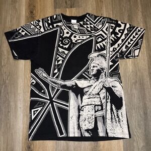 Vintage Shaka T Shirt Men's Large Island King Kamehameha Tatau Hawaii Tribal AOP